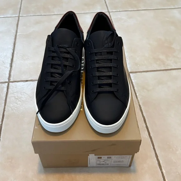New Burberry Black Leather Sneakers
